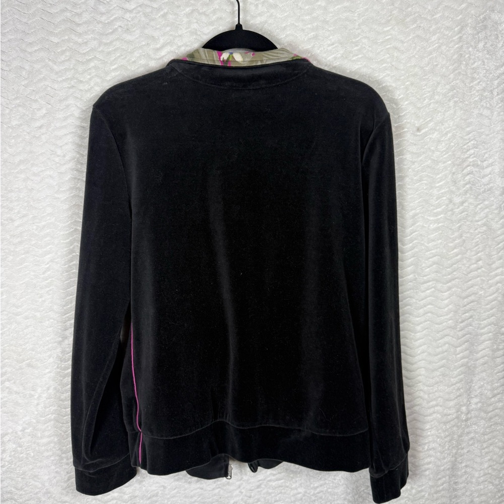 Caribbean Joe Black Velvet Jacket with Floral Collar - Picture 9 of 9